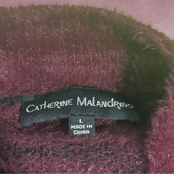 Catherine Malandrino Soft Plush Plum Black Zebra Long Sleeve Top Size Large - Picture 8 of 11